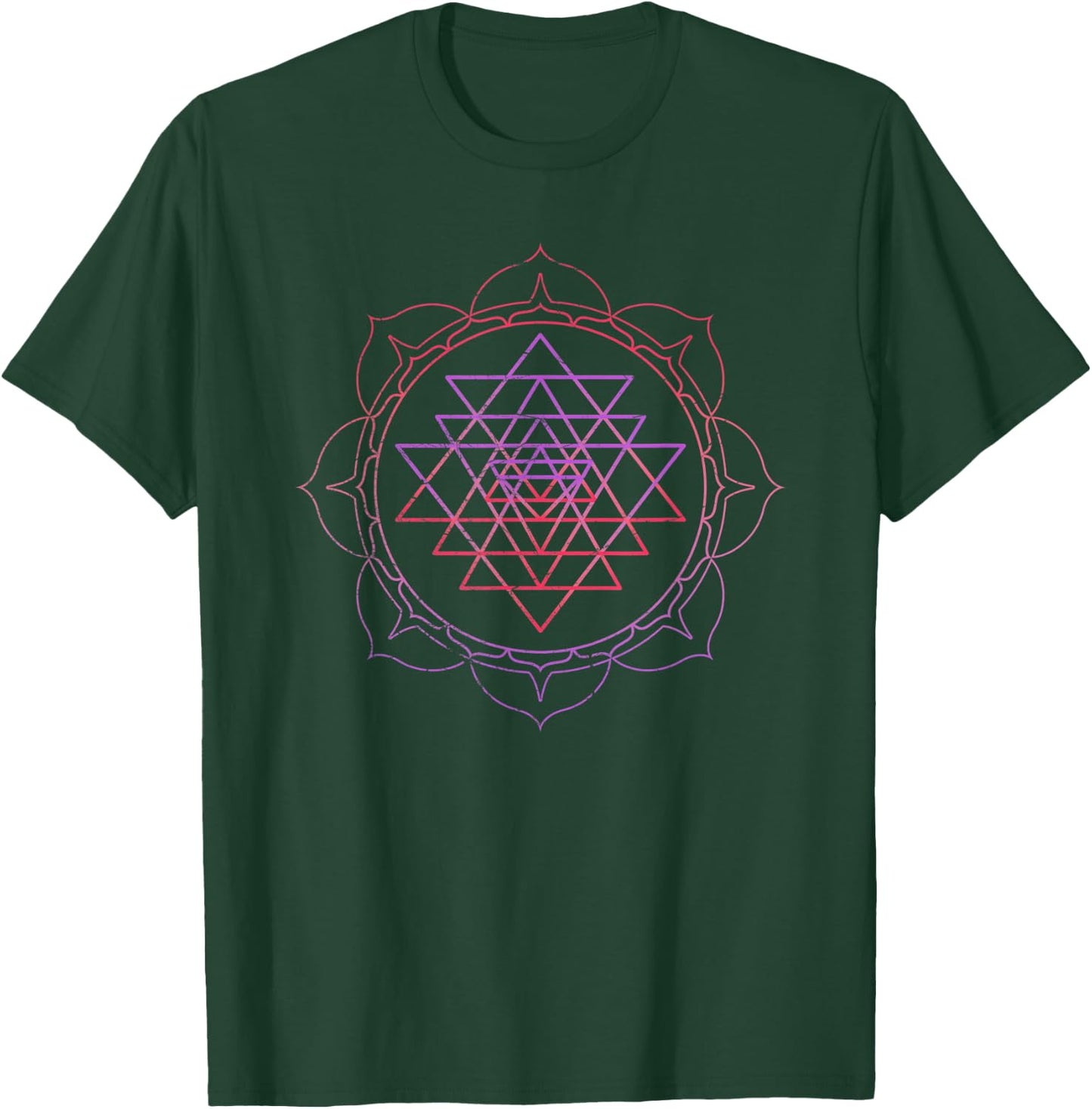Sacred Geometry Sri Yantra Yoga Lotus Mandala Psy Goa DMT T-Shirt - T-Shirt | Forest