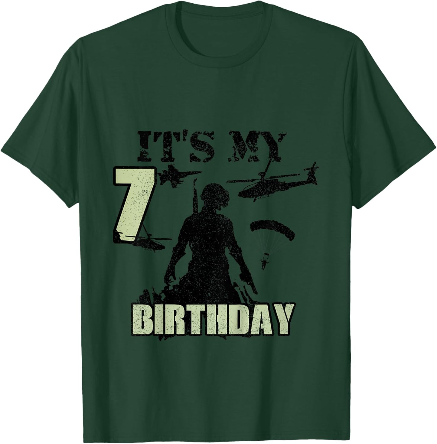 7 Year Old Call Of Theme It's My Birthday Gift Boys Girls T-Shirt - T-Shirt | Forest