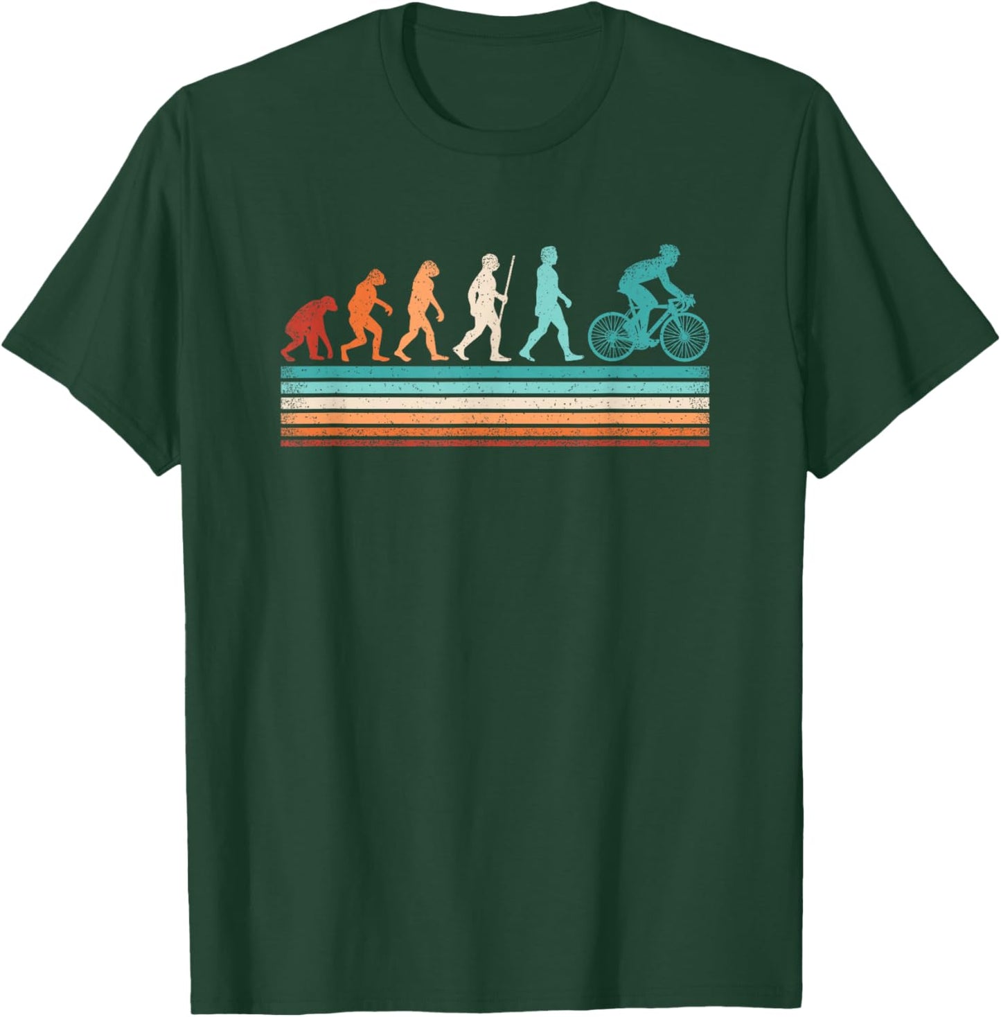 Retro Cyclist Evolution Cycling Biking Bicycle Men Women T-Shirt - T-Shirt | Forest