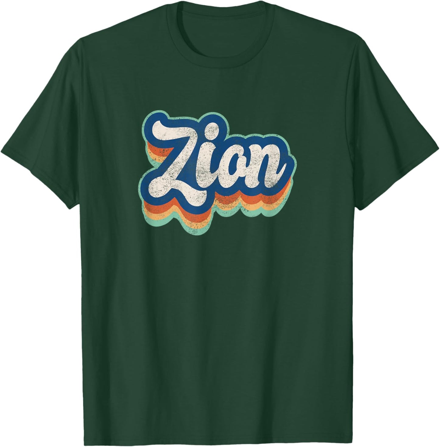 Zion First Name Boy Vintage Style 70s 80s Personalized T-Shirt - T-Shirt | Forest