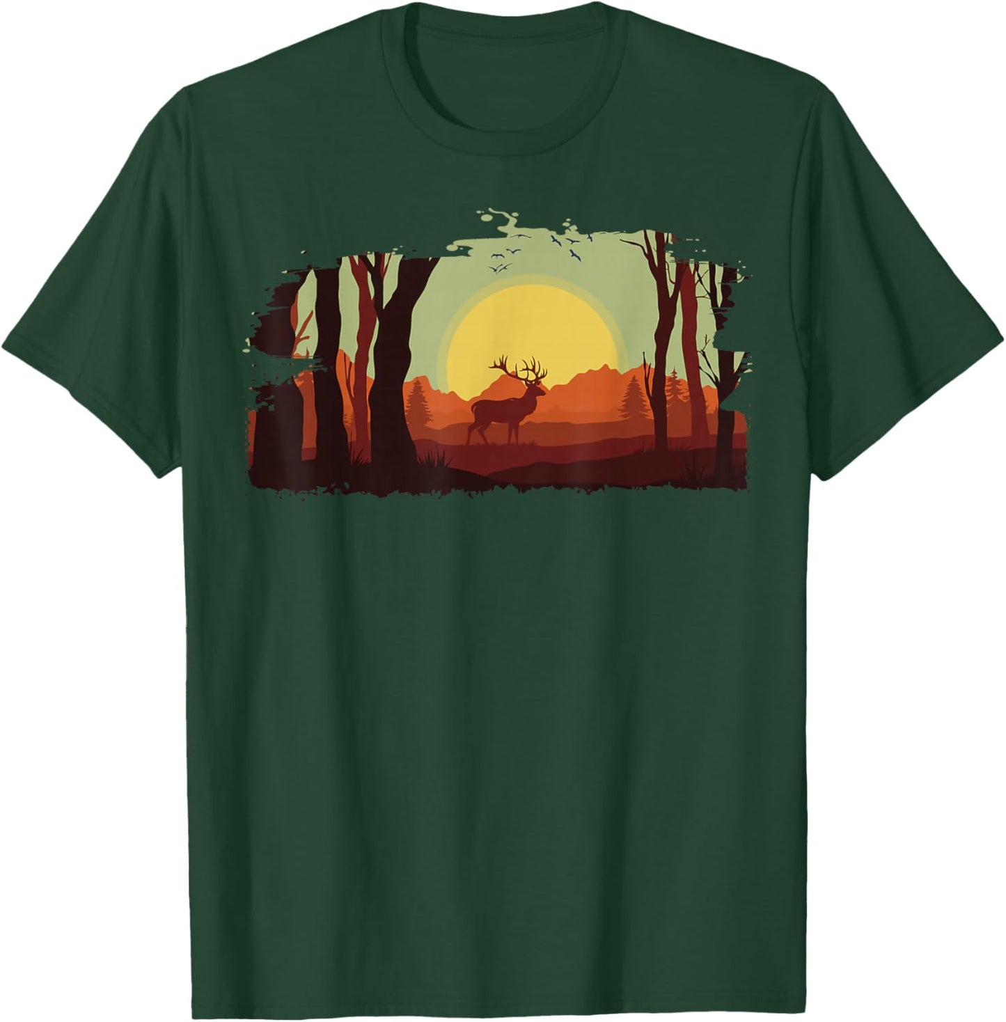Timeless Mountain, Nature Trees and Forest with Deer T-Shirt - T-Shirt | Forest