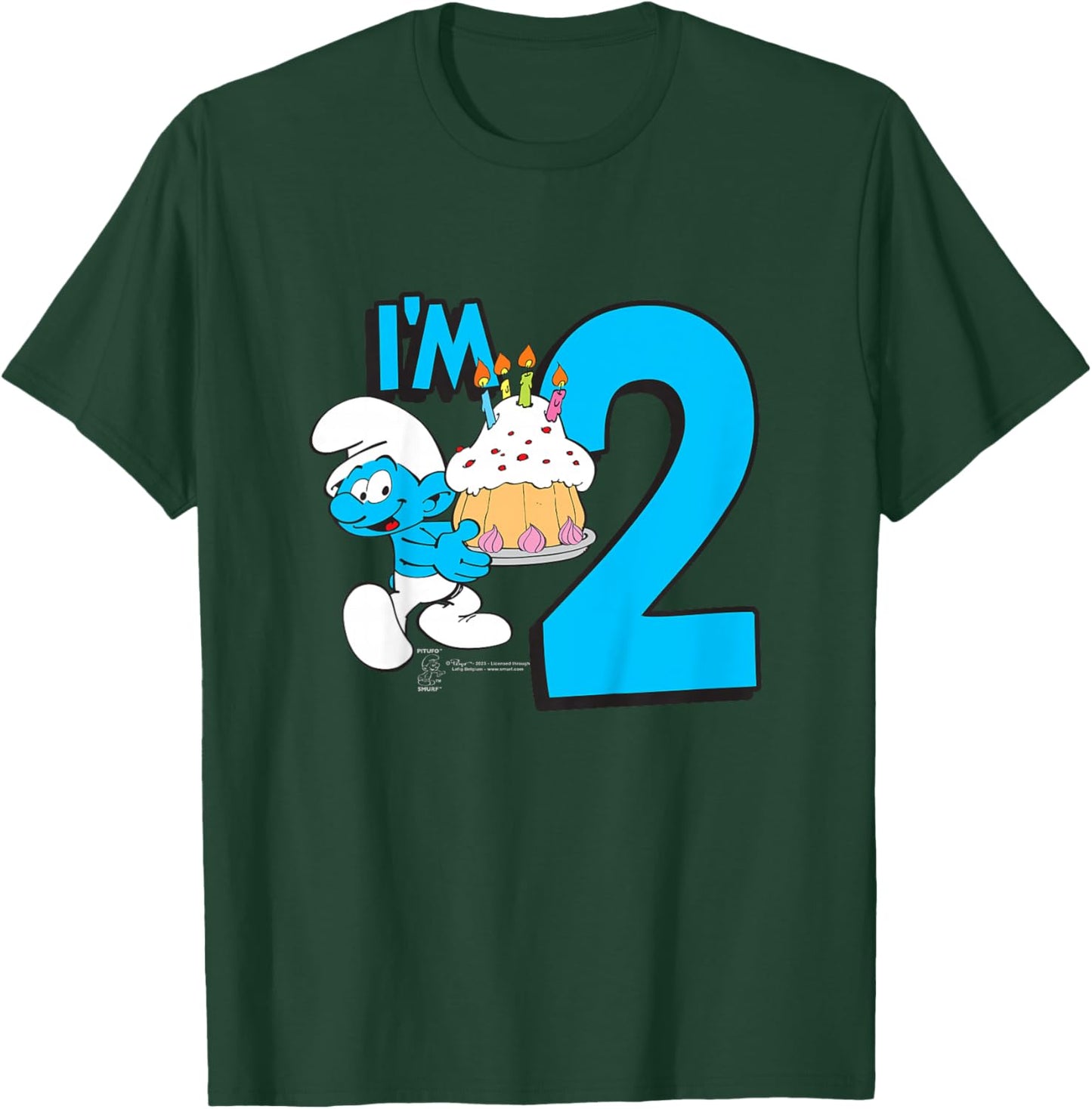 Kids The Smurfs Birthday I'm 2 T-Shirt - T-Shirt | Forest