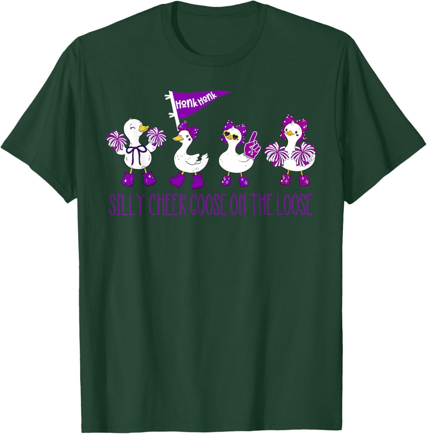 Silly Cheer Goose On The Loose Fun Cheerleader Cheerleading T-Shirt - T-Shirt | Forest