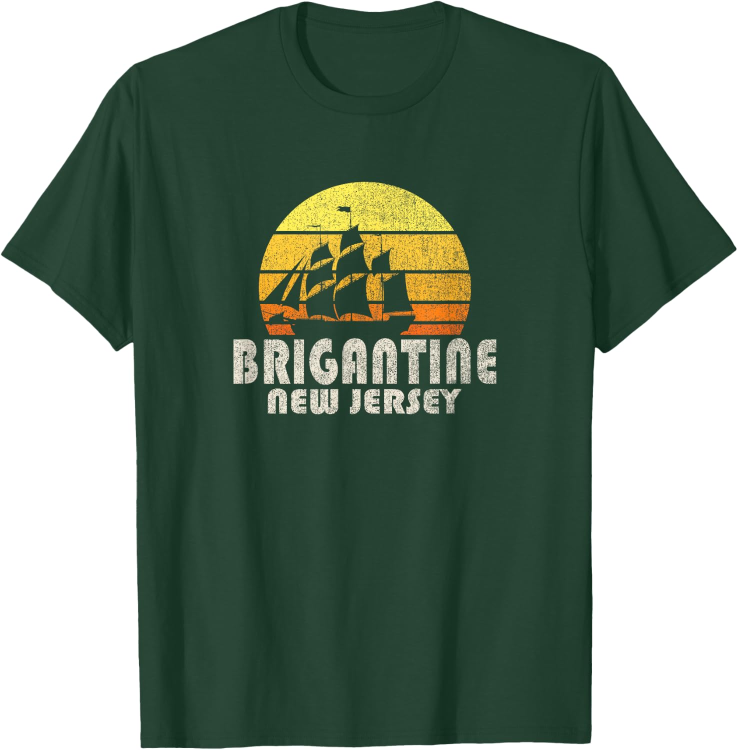 Retro Brigantine NJ Beach Vacation Men Women Kids T-Shirt - T-Shirt | Forest