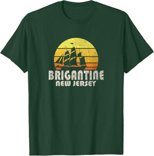 Retro Brigantine NJ Beach Vacation Men Women Kids T-Shirt - T-Shirt | Forest