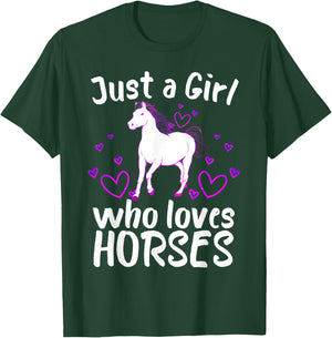 Funny Horse Gift Horse Lover Accessories & Stuff Cool Horse Girls Cowgirl Unique Horse Racing T-Shirt - T-Shirt | Forest