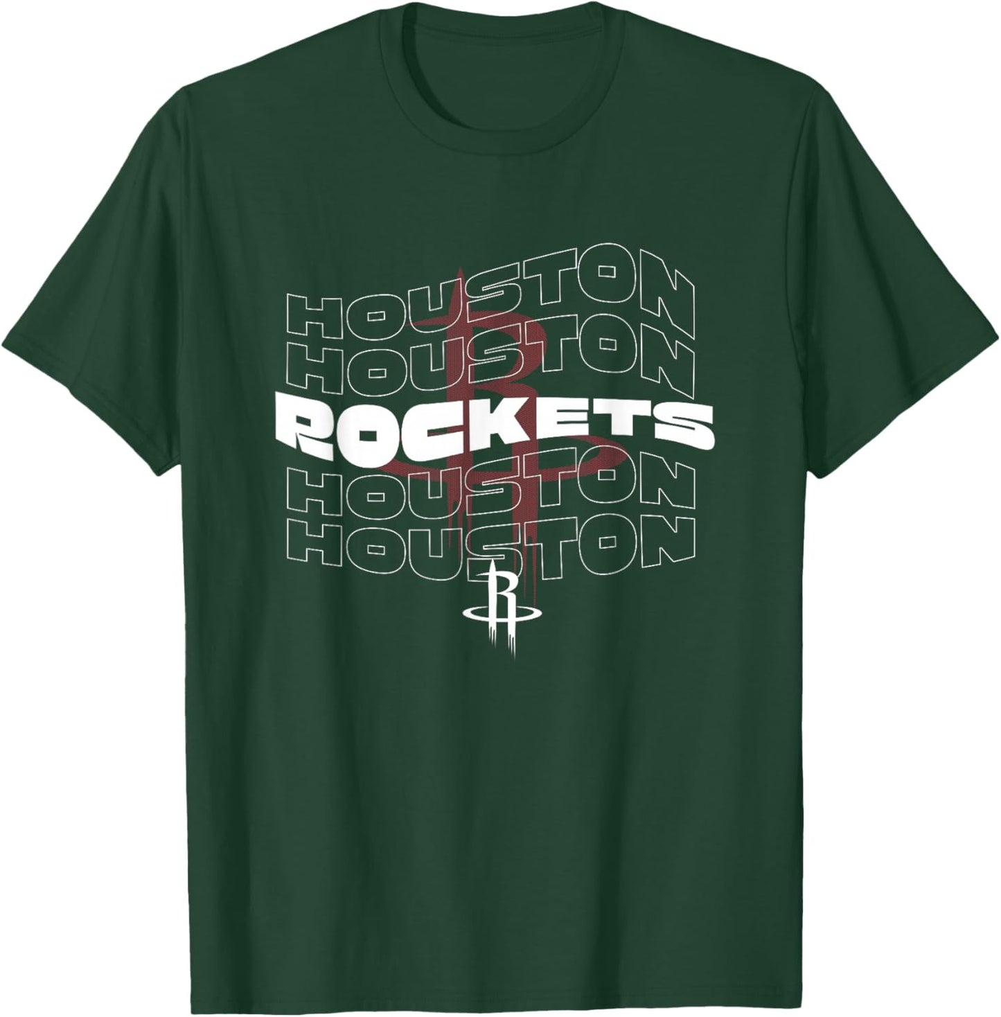 NBA Houston Rockets Wave Outline Team Logo T-Shirt - T-Shirt | Forest