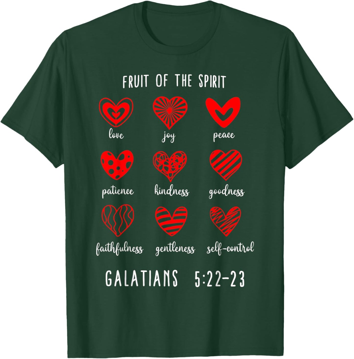 Christian Valentines Fruit Of The Spirit Bible Verse Hearts T-Shirt - T-Shirt | Forest