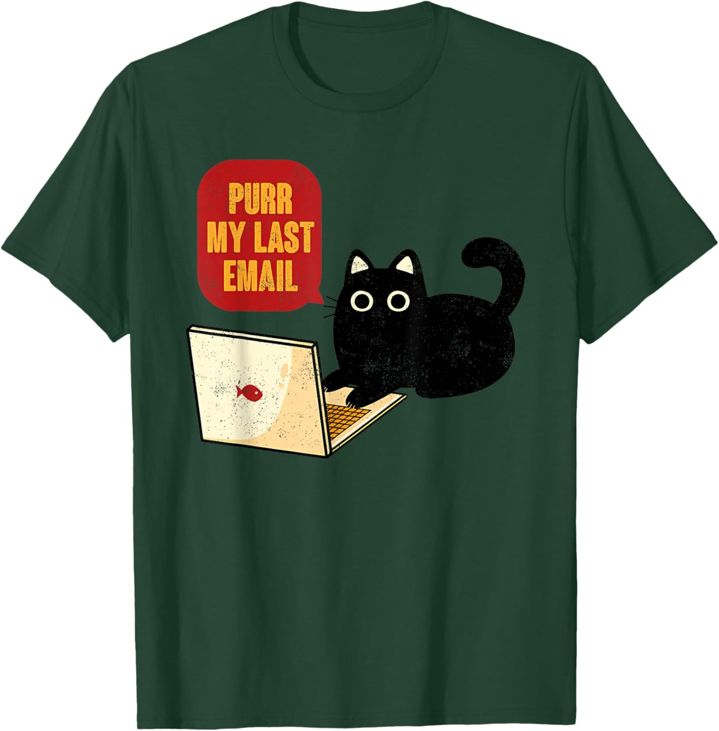 Vintage Purr My Last Email Black Cat Funny Home Office Women T-Shirt - T-Shirt | Forest
