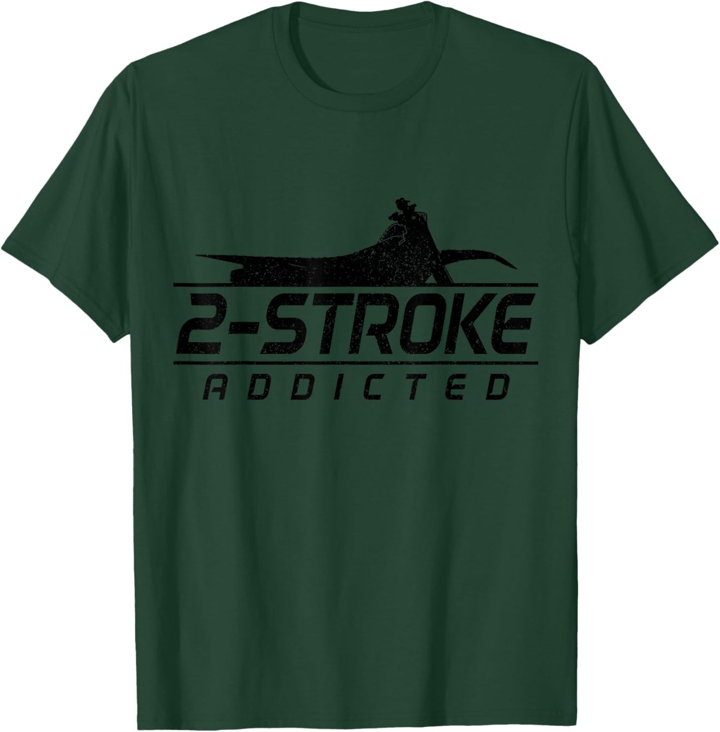Motocross 2-Stroke Addict Vintage Biker Motorcycle Dirt Bike T-Shirt - T-Shirt | Forest