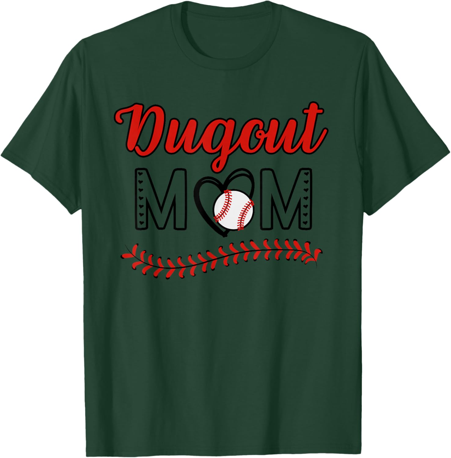 Funny And Cute Baseball Quote Dugout Mom In Grey T-Shirt - T-Shirt | Forest