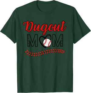 Funny And Cute Baseball Quote Dugout Mom In Grey T-Shirt - T-Shirt | Forest