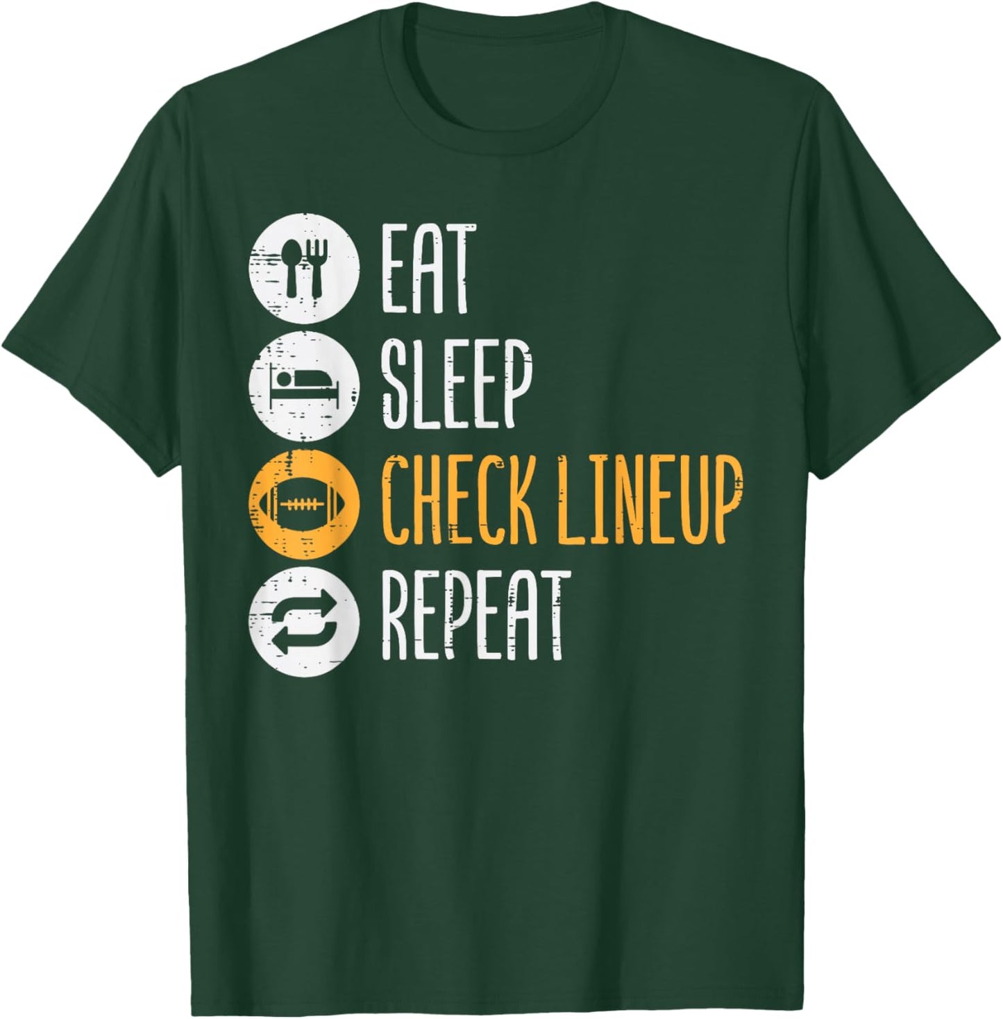 Eat Sleep Check Lineup Repeat Fantasy Football Men Boys Kids T-Shirt - T-Shirt | Forest