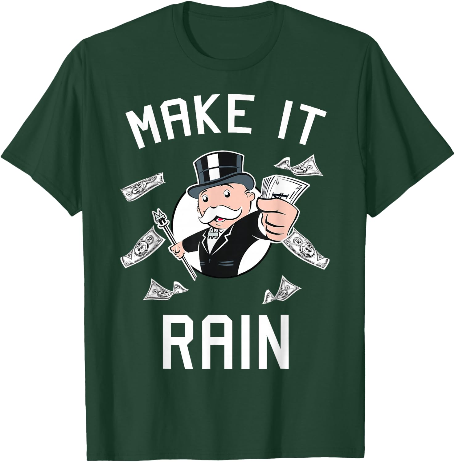Monopoly Man Make It Rain Logo Portrait Small T-Shirt - T-Shirt | Forest