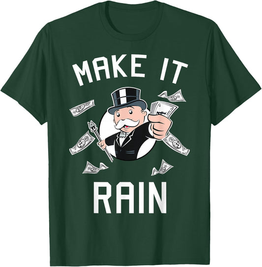 Monopoly Man Make It Rain Logo Portrait Small T-Shirt - T-Shirt | Forest