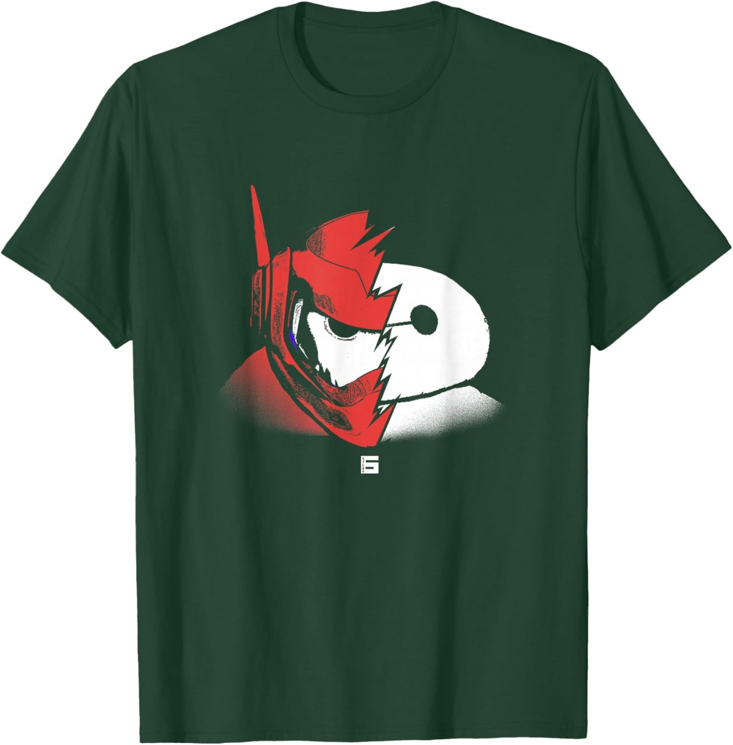 Disney Big Hero 6 Baymax Split Face Epic Shot Distressed T-Shirt - T-Shirt | Forest