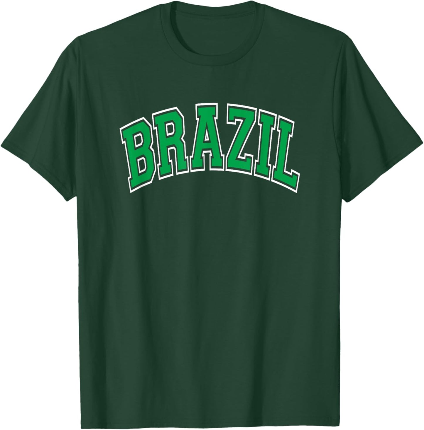 Brazil Arched Green Text T-Shirt - T-Shirt | Forest
