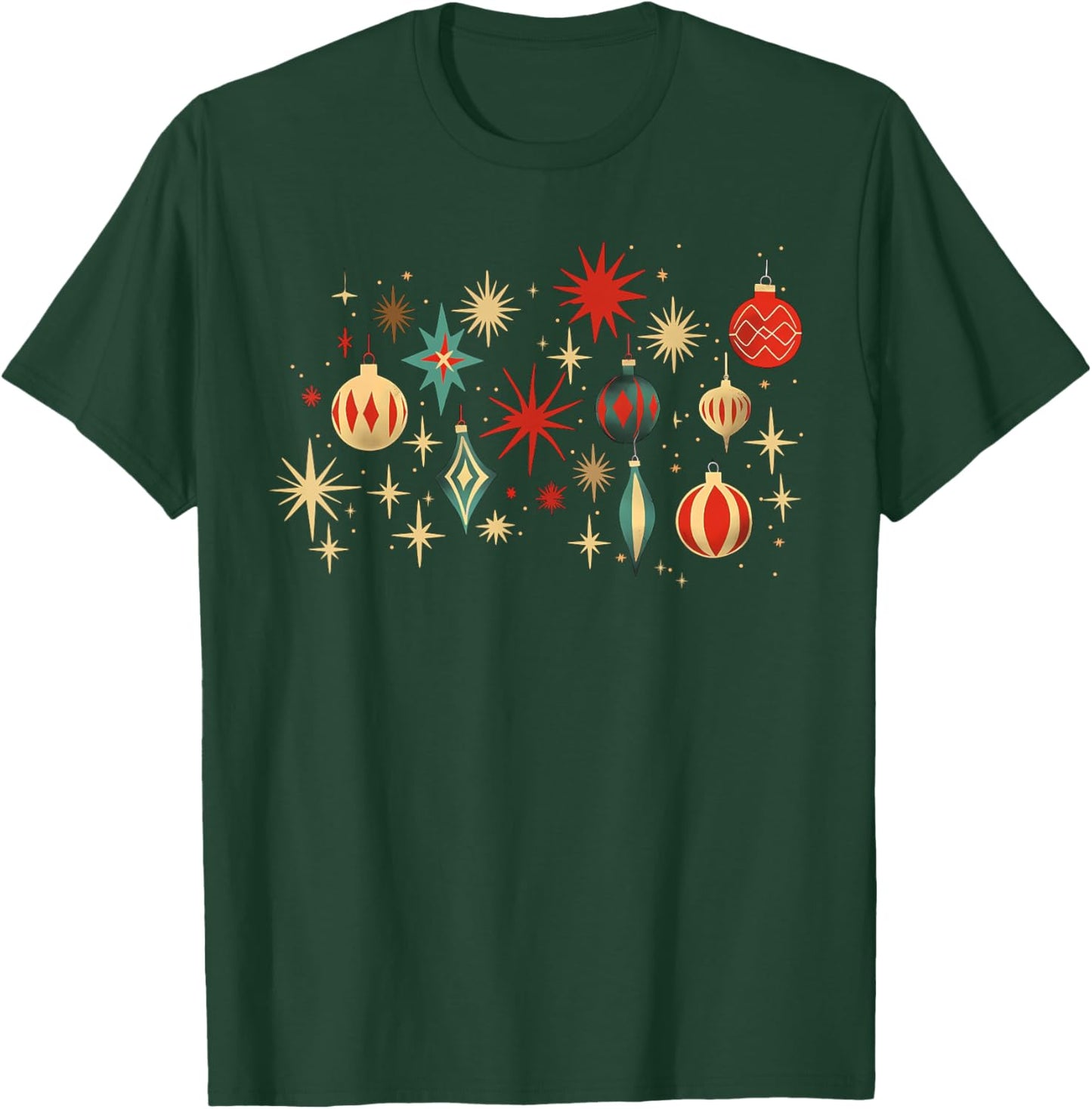 Retro Merry and Bright Mid-Century Modern Christmas Ornament T-Shirt - T-Shirt | Forest
