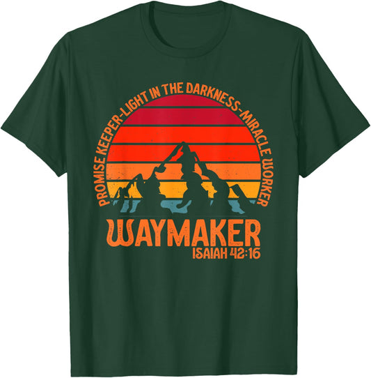 Waymaker Vintage Promise Keeper Miracle Worker Christian T-Shirt - T-Shirt | Forest