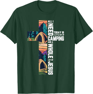 Camping Outdoor Cross Jesus Christian Quote Camper Gifts T-Shirt - T-Shirt | Forest