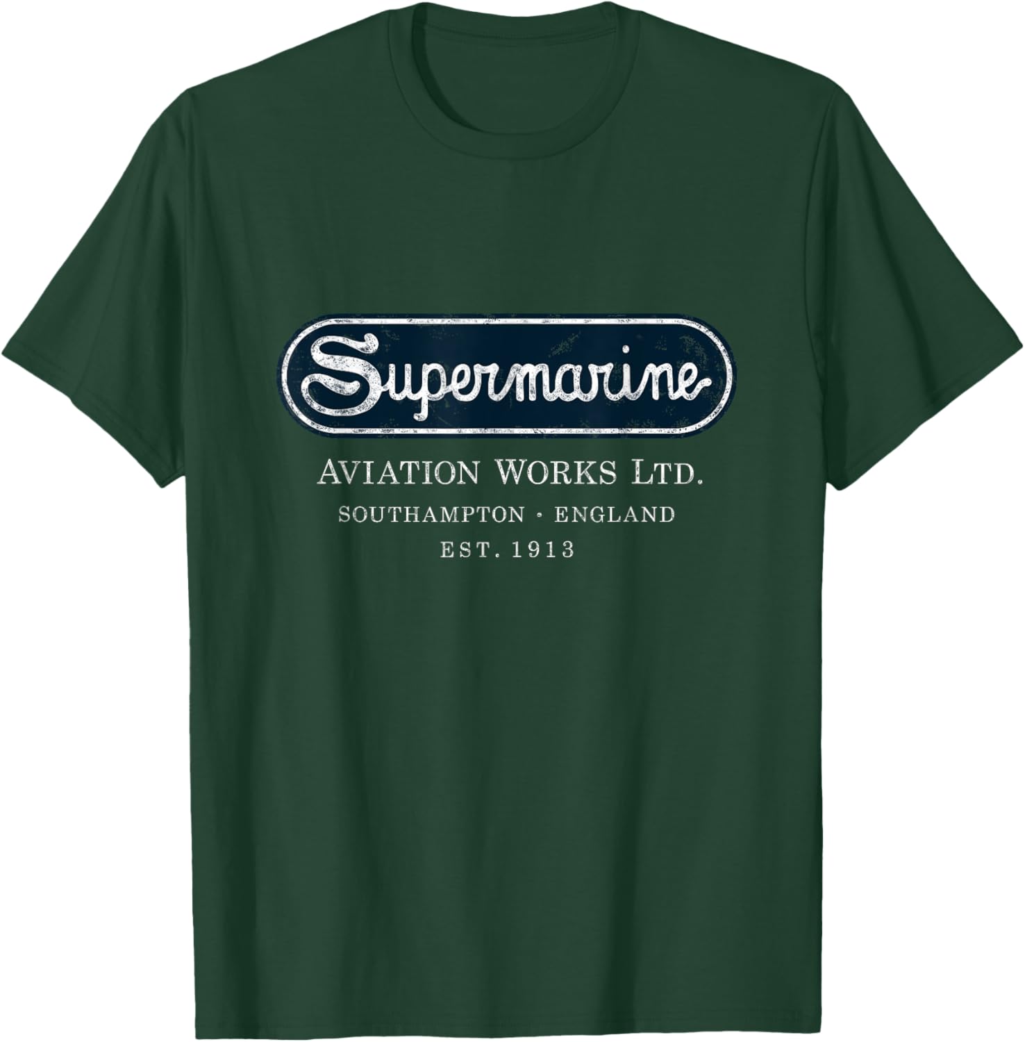 Supermarine Aviation Logo | Vintage Spitfire Fighter Plane T-Shirt - T-Shirt | Forest