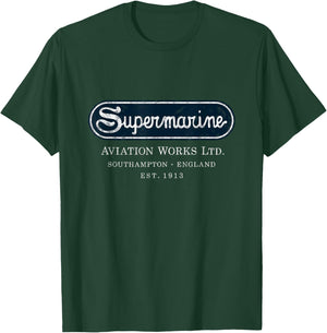 Supermarine Aviation Logo | Vintage Spitfire Fighter Plane T-Shirt - T-Shirt | Forest