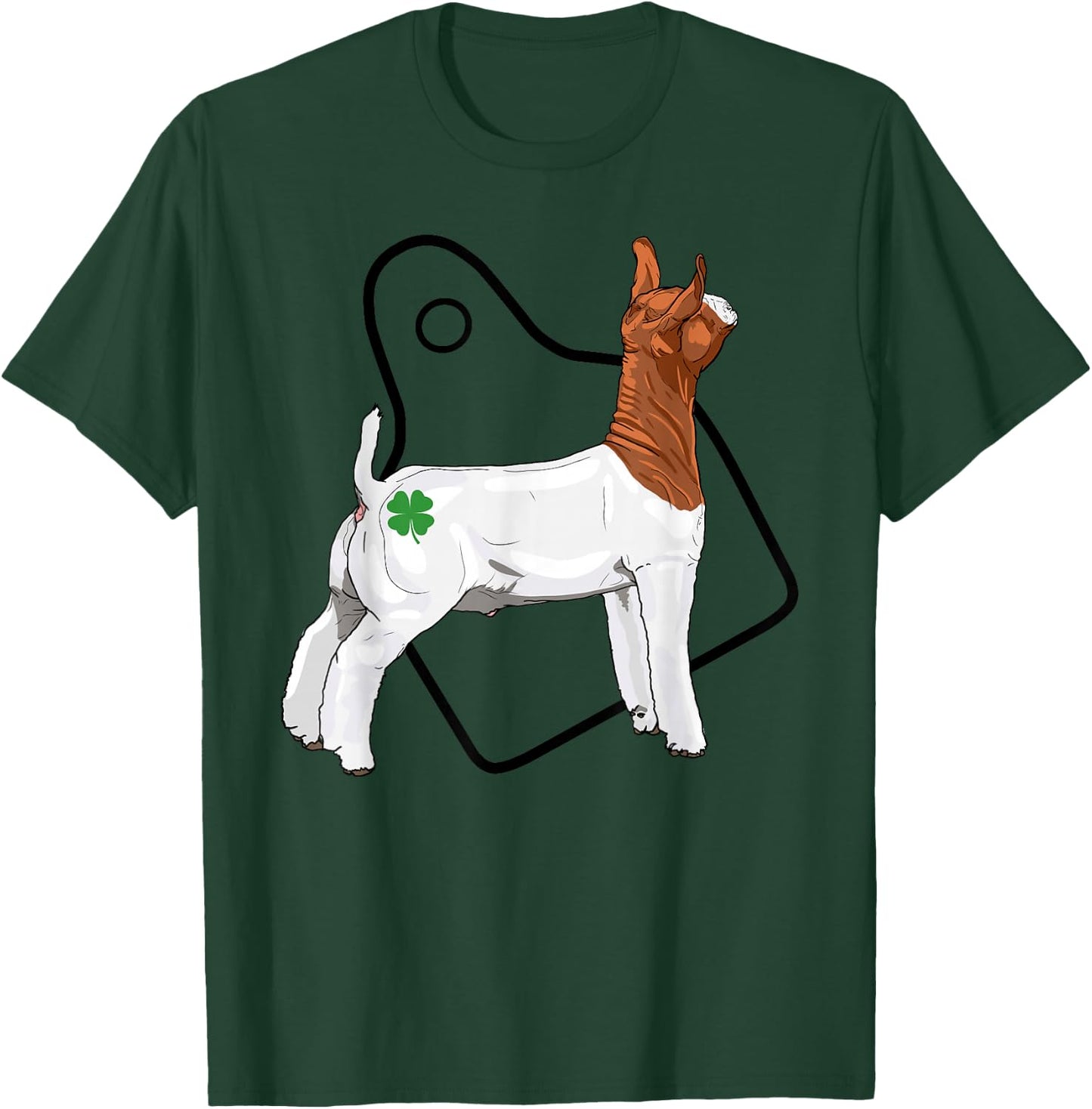 Show Market Wether Boer Goat Four Leaf Clover and Eartag T-Shirt - T-Shirt | Forest