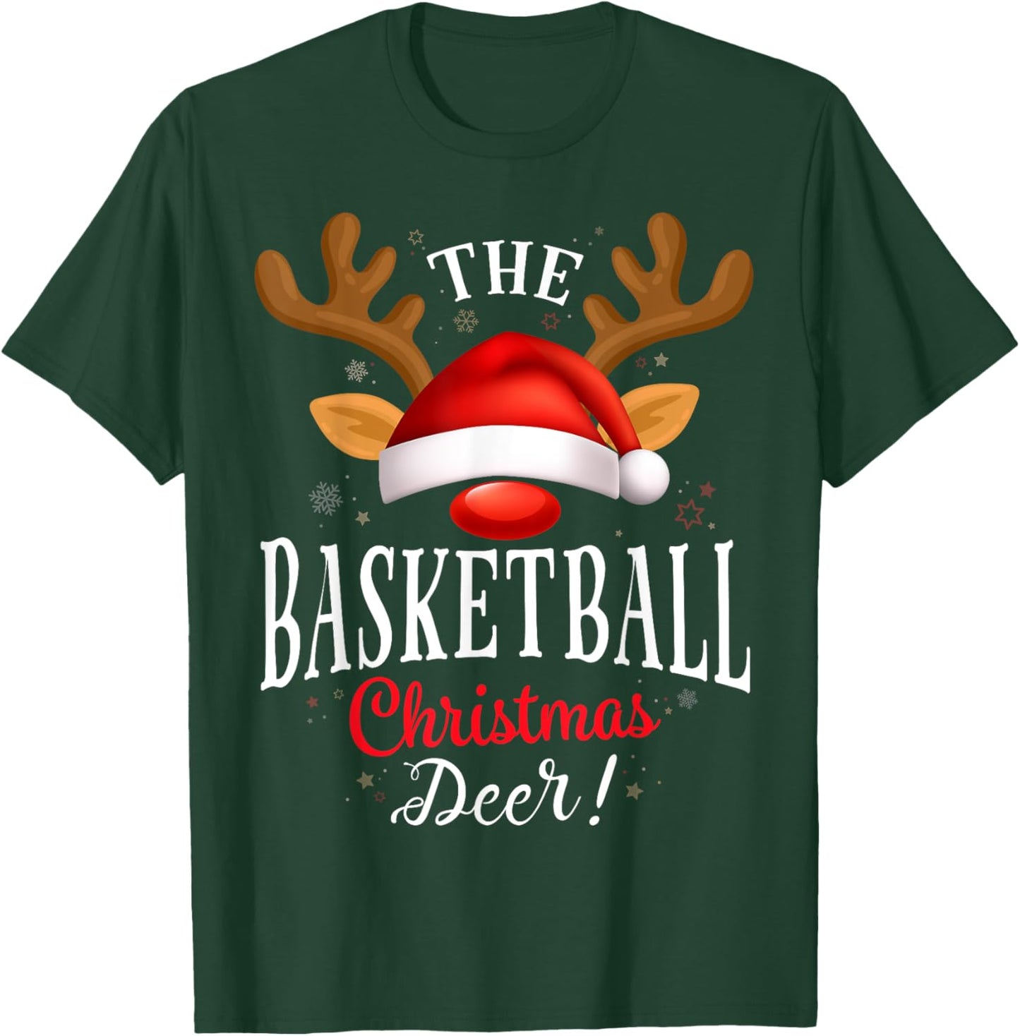 Basketball Christmas Deer PJS Xmas Family Matching T-Shirt - T-Shirt | Forest