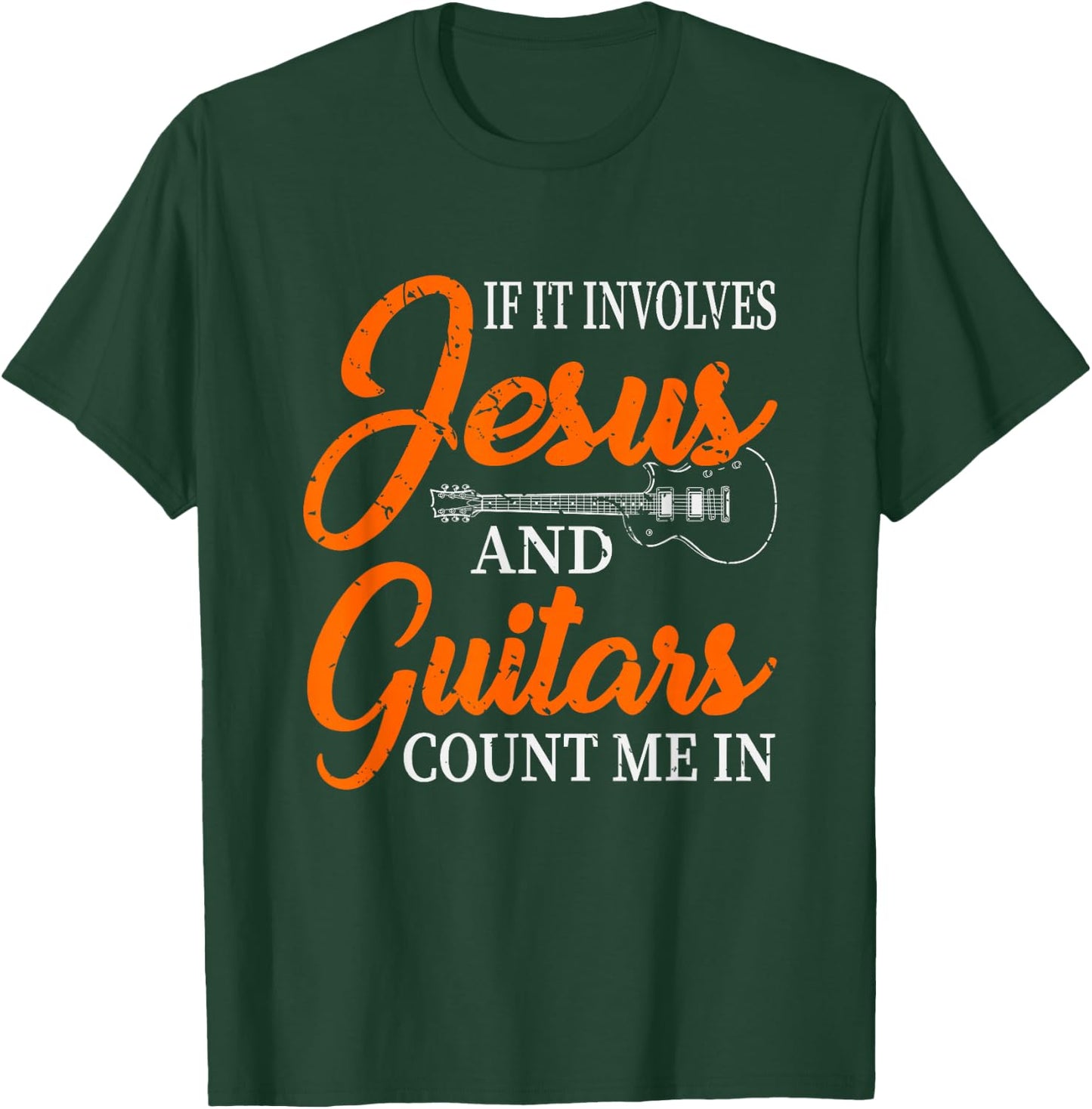 Funny Guitarist Christian Religious Guitar Player Gift Jesus T-Shirt - T-Shirt | Forest