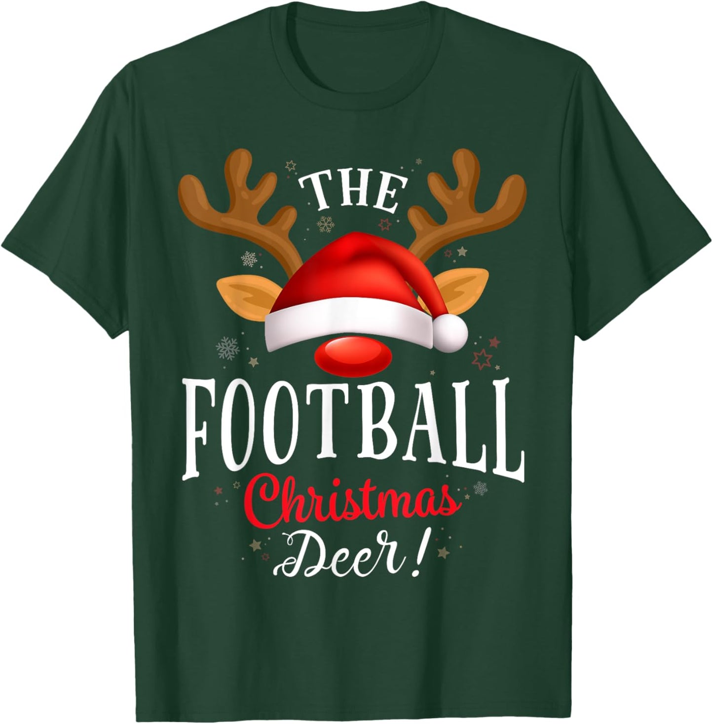Football Christmas Deer PJS Xmas Family Matching T-Shirt - T-Shirt | Forest