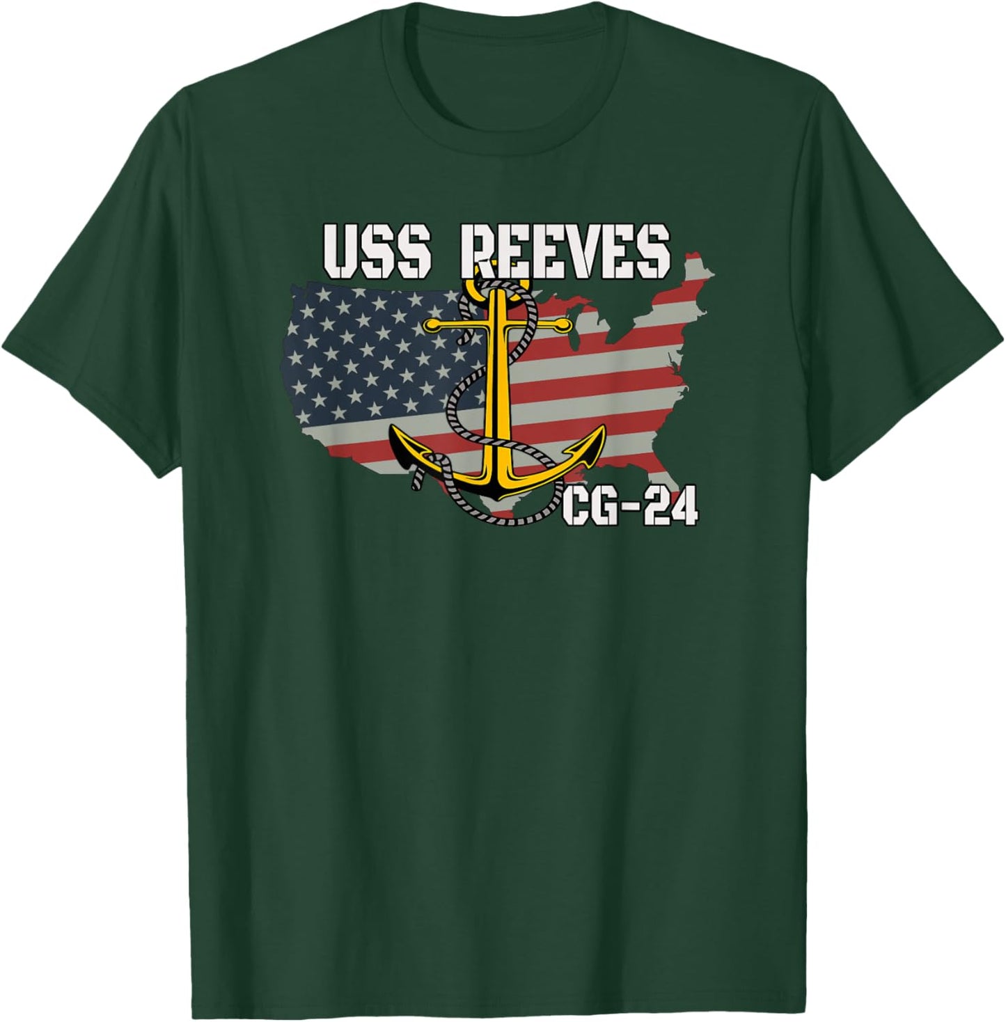 USS Reeves CG-24 Cruiser Veterans Day Son Father Grandpa Dad T-Shirt - T-Shirt | Forest