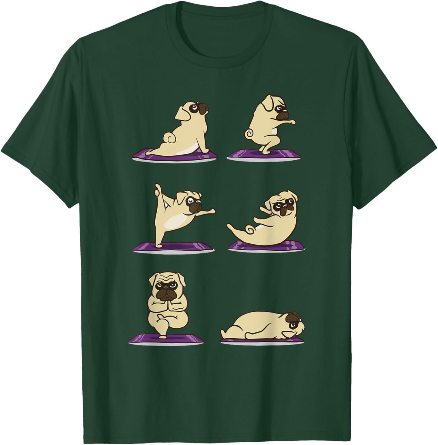 Funny Pug doing Yoga Exercises Asanas T-Shirt - T-Shirt | Forest
