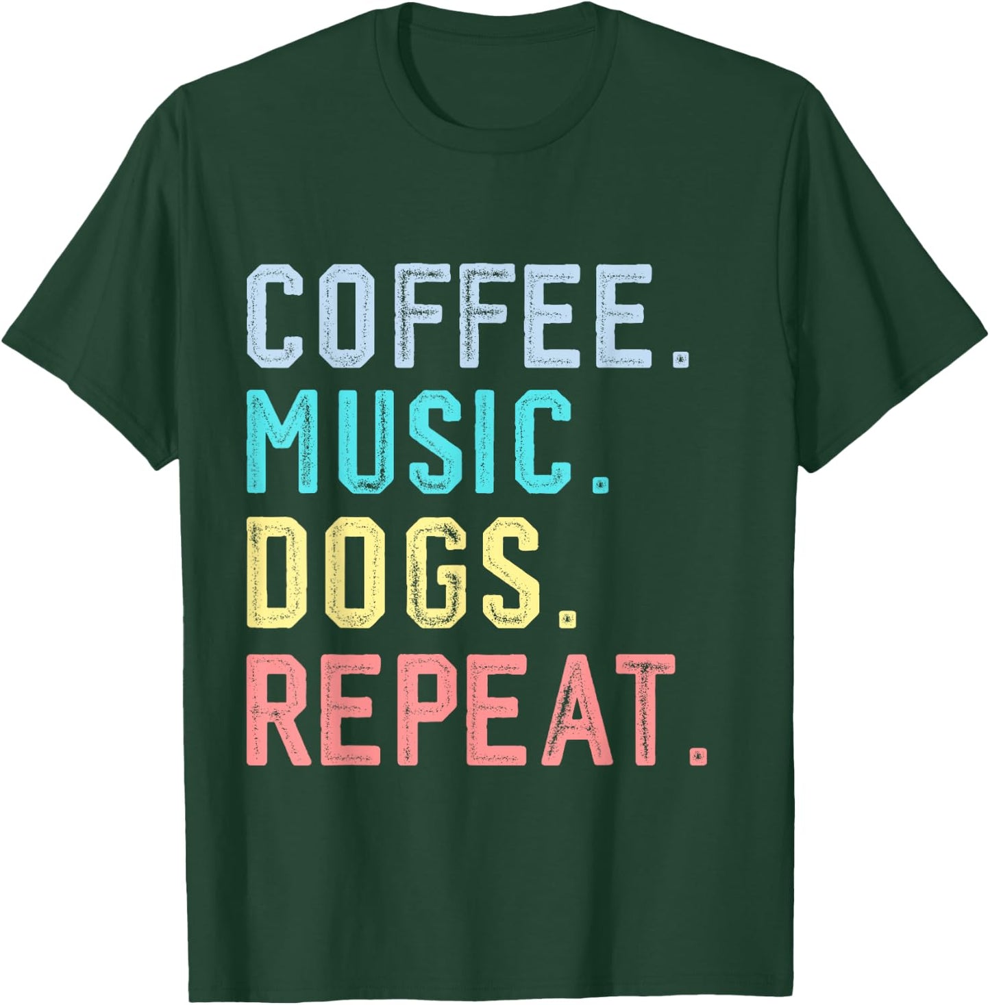 Funny Coffee Music Dogs Cute Dog Coffee Music Teacher T-Shirt - T-Shirt | Forest
