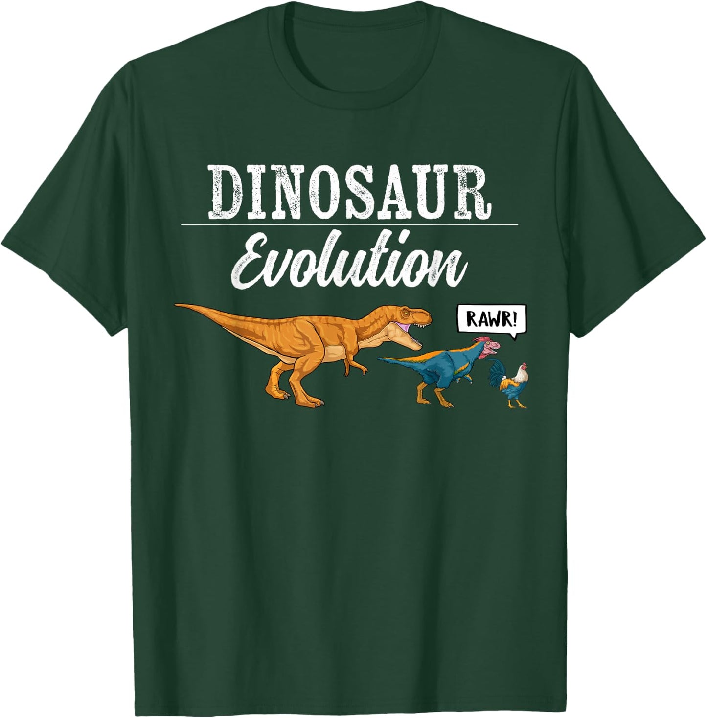 GoshWow Dinosaur Evolution T Rex Chicken Funny Pre Historic Animal - -Adults, Kids - Black - Short Sleeve - Small T-Shirt - T-Shirt | Forest