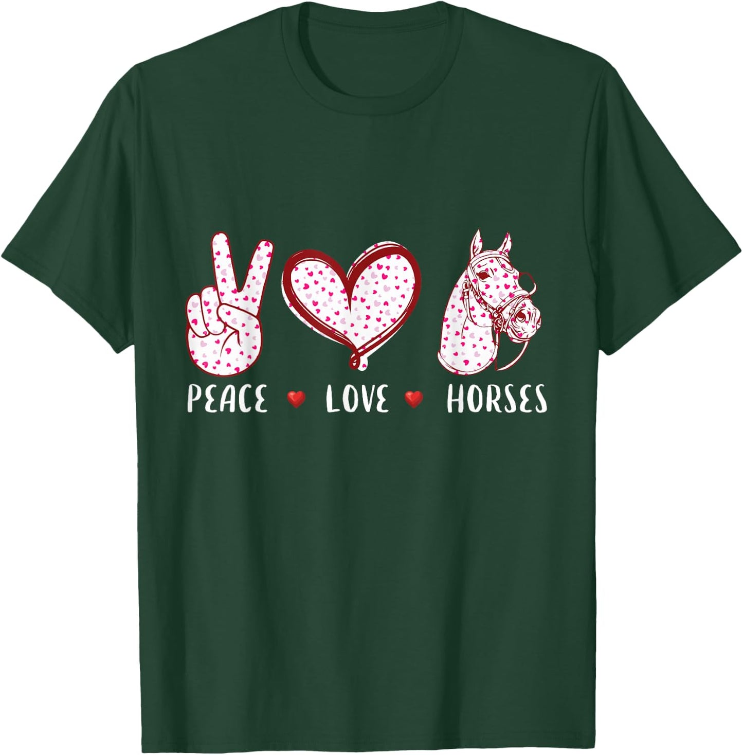 peace love horses women gifts Horseback Riding Horse T-Shirt - T-Shirt | Forest