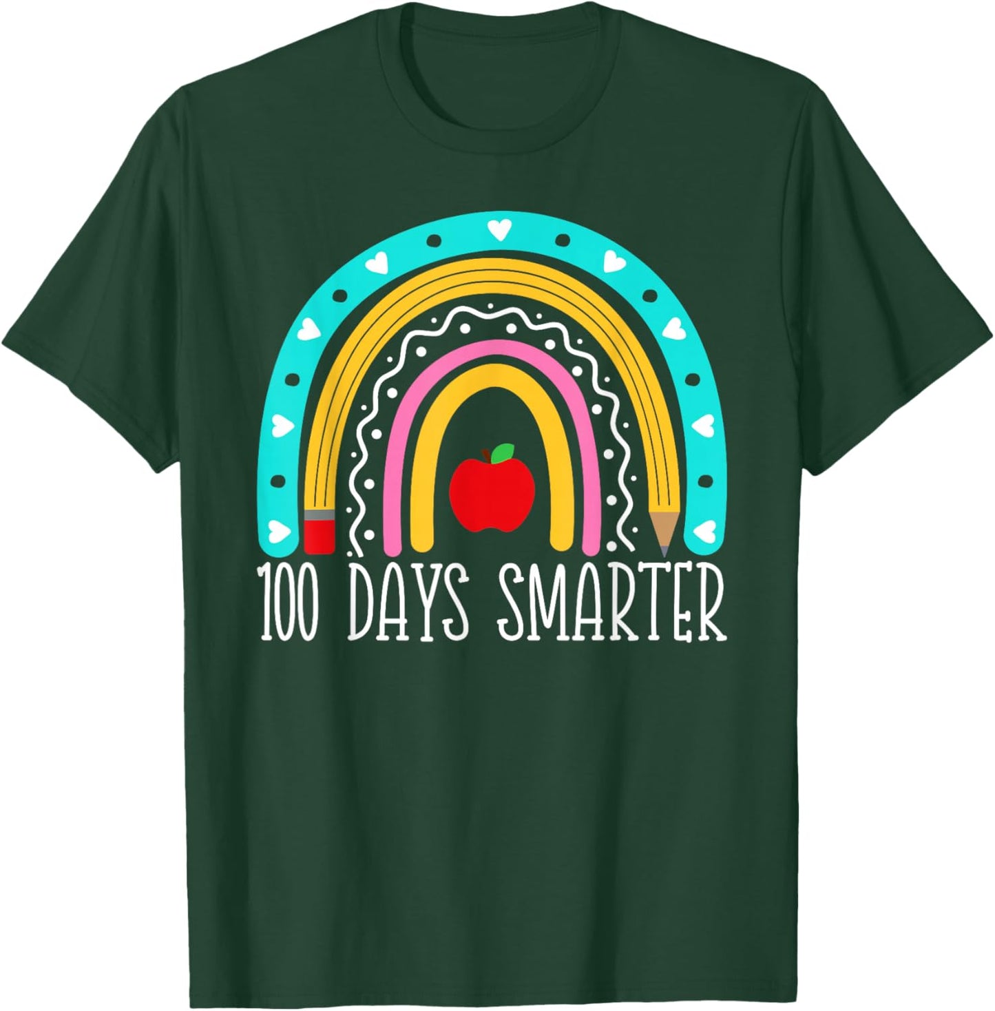 100 Days Smarter Kids Rainbow 100th Day Of School Teacher T-Shirt - T-Shirt | Forest