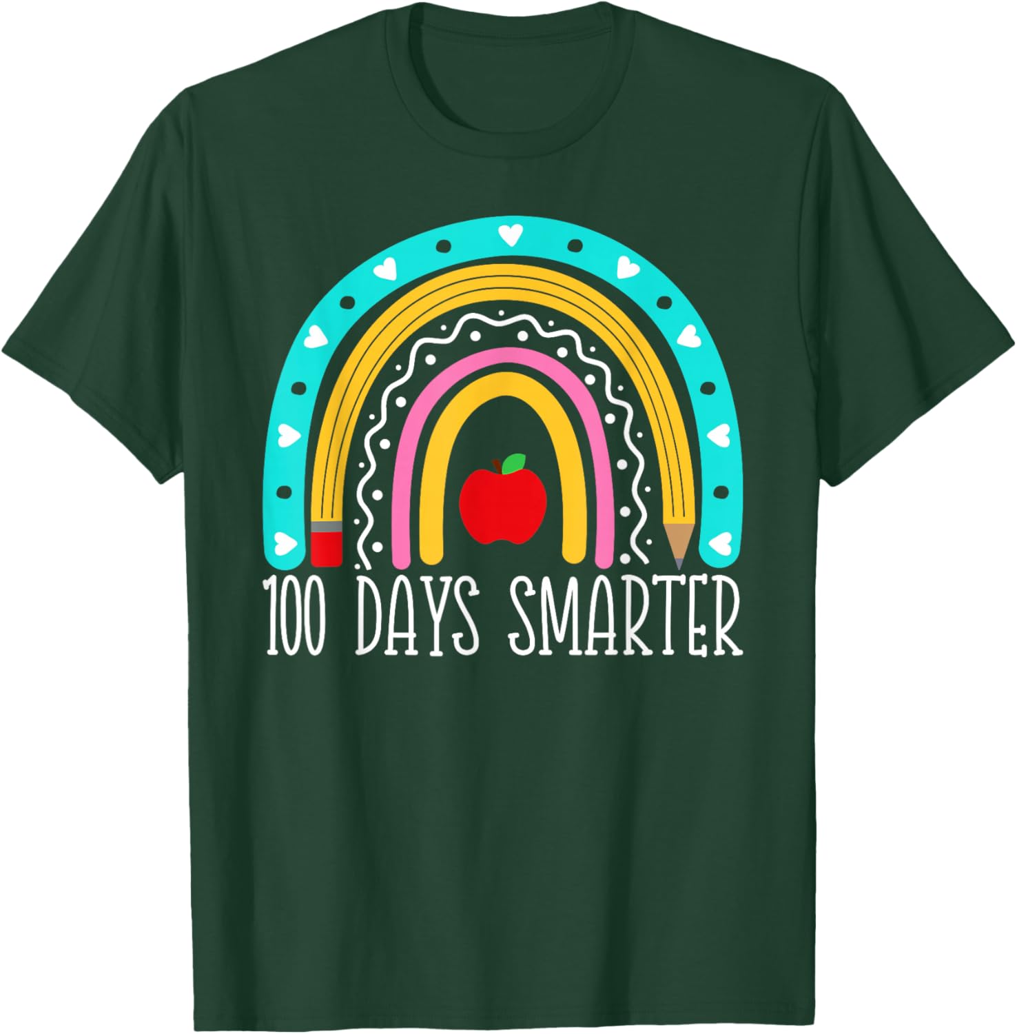 100 Days Smarter Kids Rainbow 100th Day Of School Teacher T-Shirt - T-Shirt | Forest