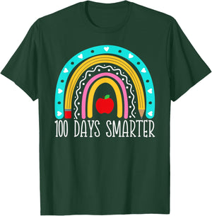 100 Days Smarter Kids Rainbow 100th Day Of School Teacher T-Shirt - T-Shirt | Forest