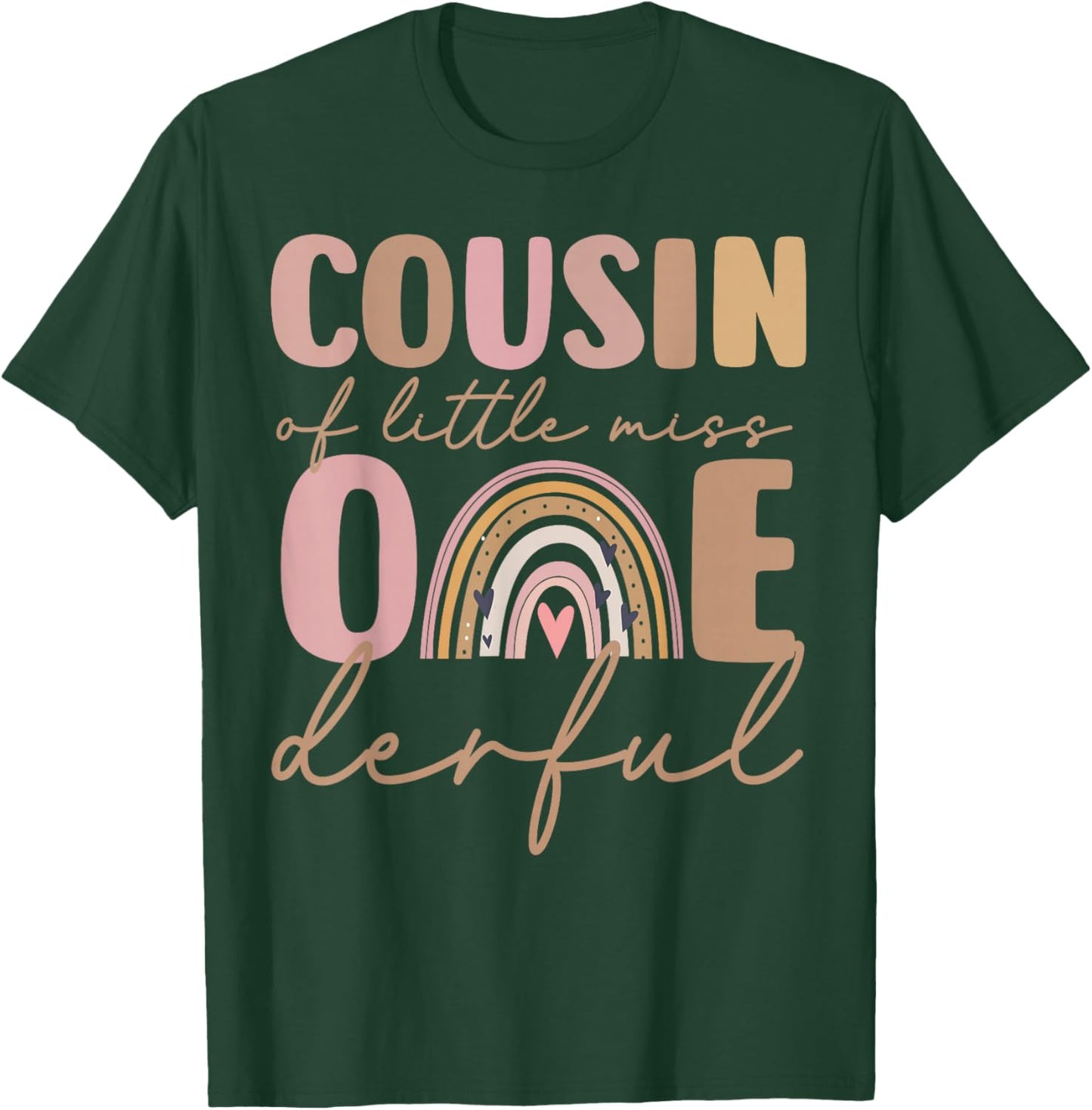 Cousin of Little Miss Onederful First Birthday Boho Rainbow T-Shirt - T-Shirt | Forest