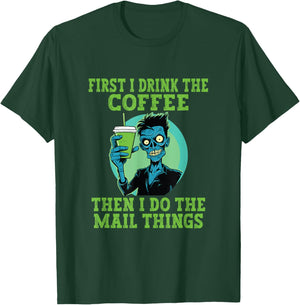 Funny Postal Worker Halloween Coffee Mailman Postman T-Shirt - T-Shirt | Forest