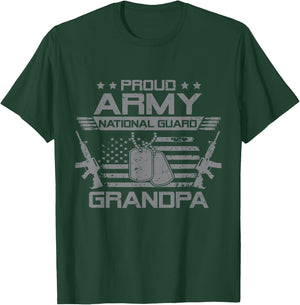 Proud Army National Guard Grandpa Flag USA Military Veteran T-Shirt - T-Shirt | Forest