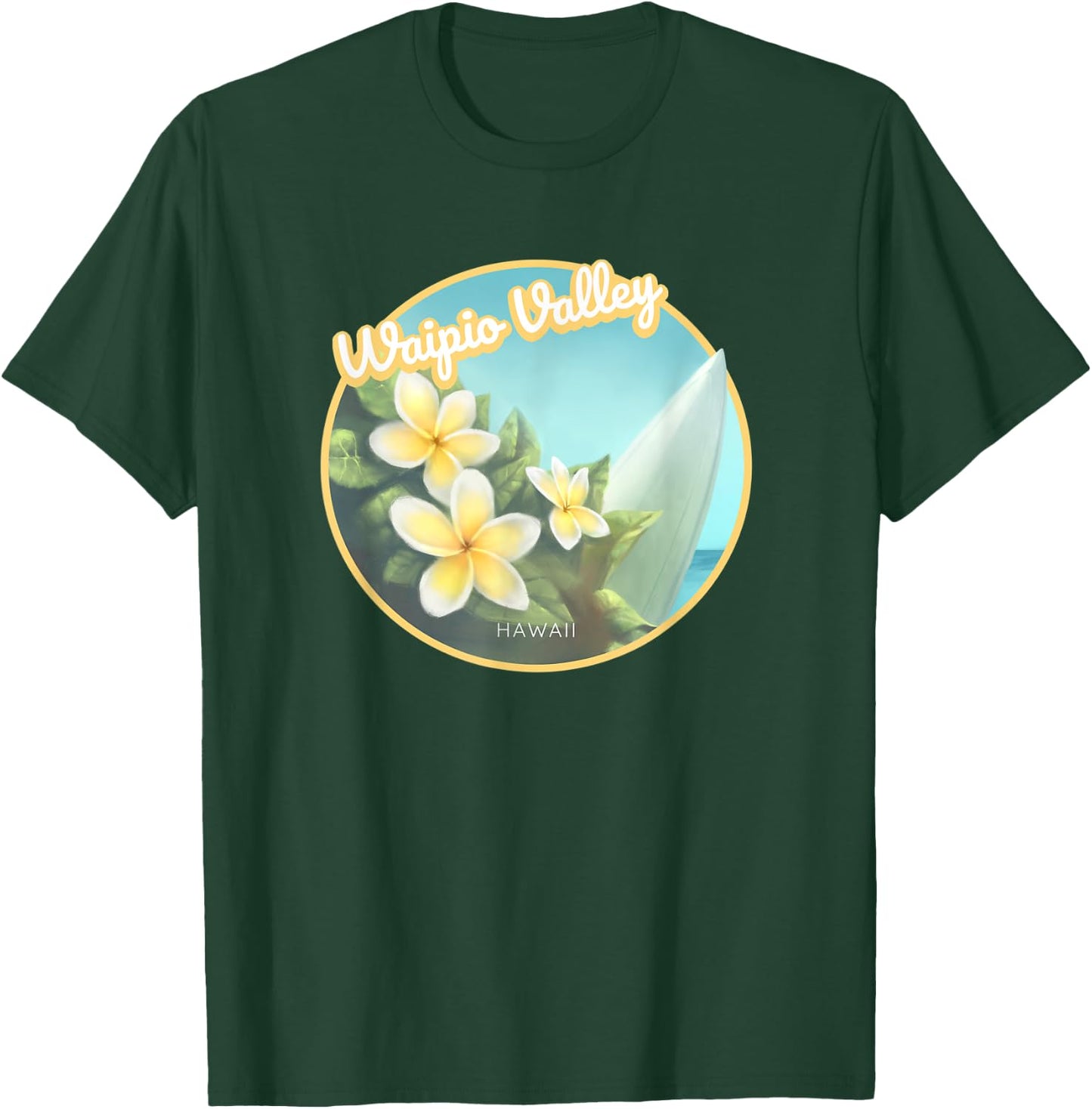 Waipio Valley Hawaii Flower Surfing T-Shirt - T-Shirt | Forest
