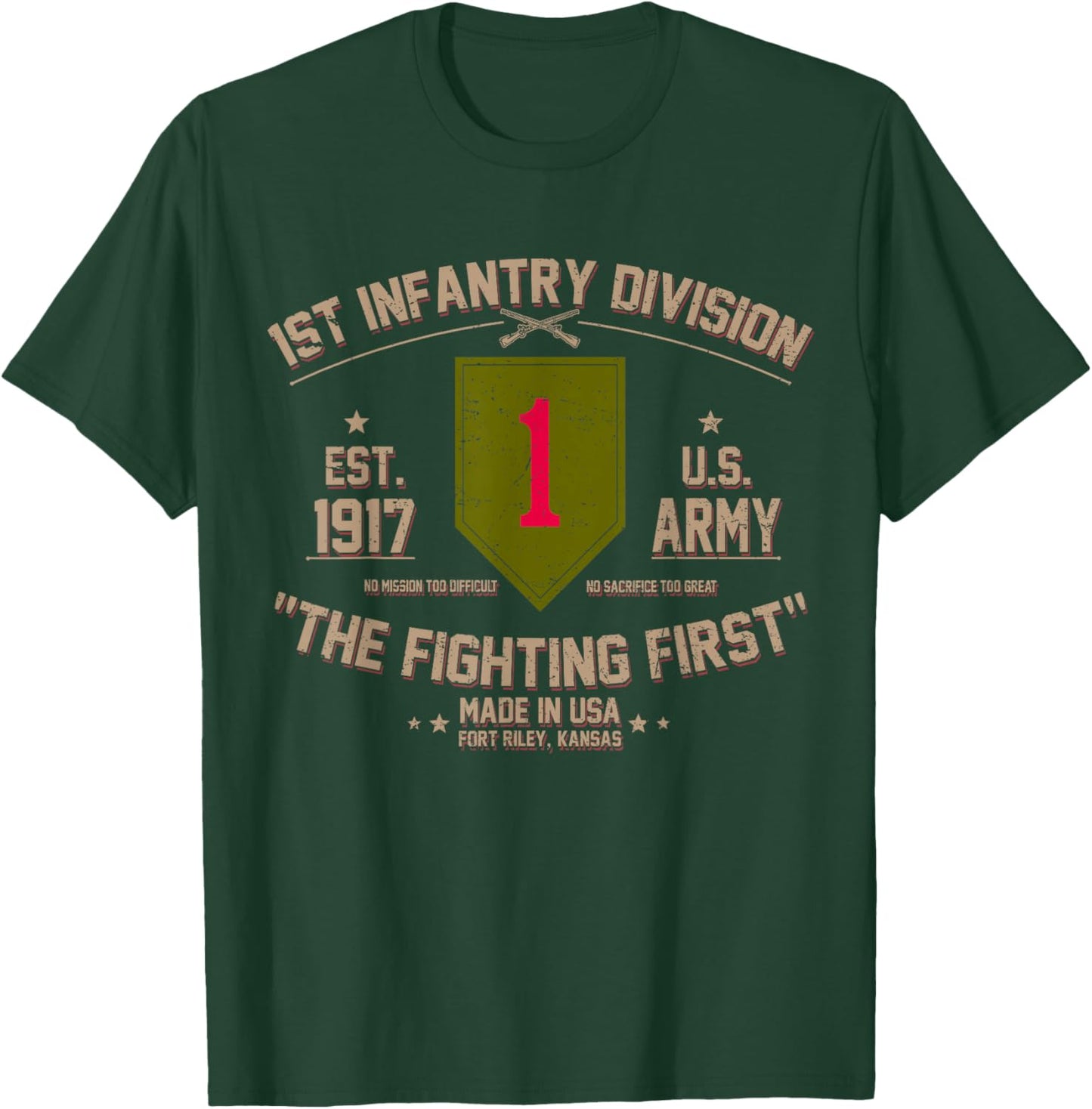 1st Infantry Division The Fighting First US Army Veteran T-Shirt - T-Shirt | Forest