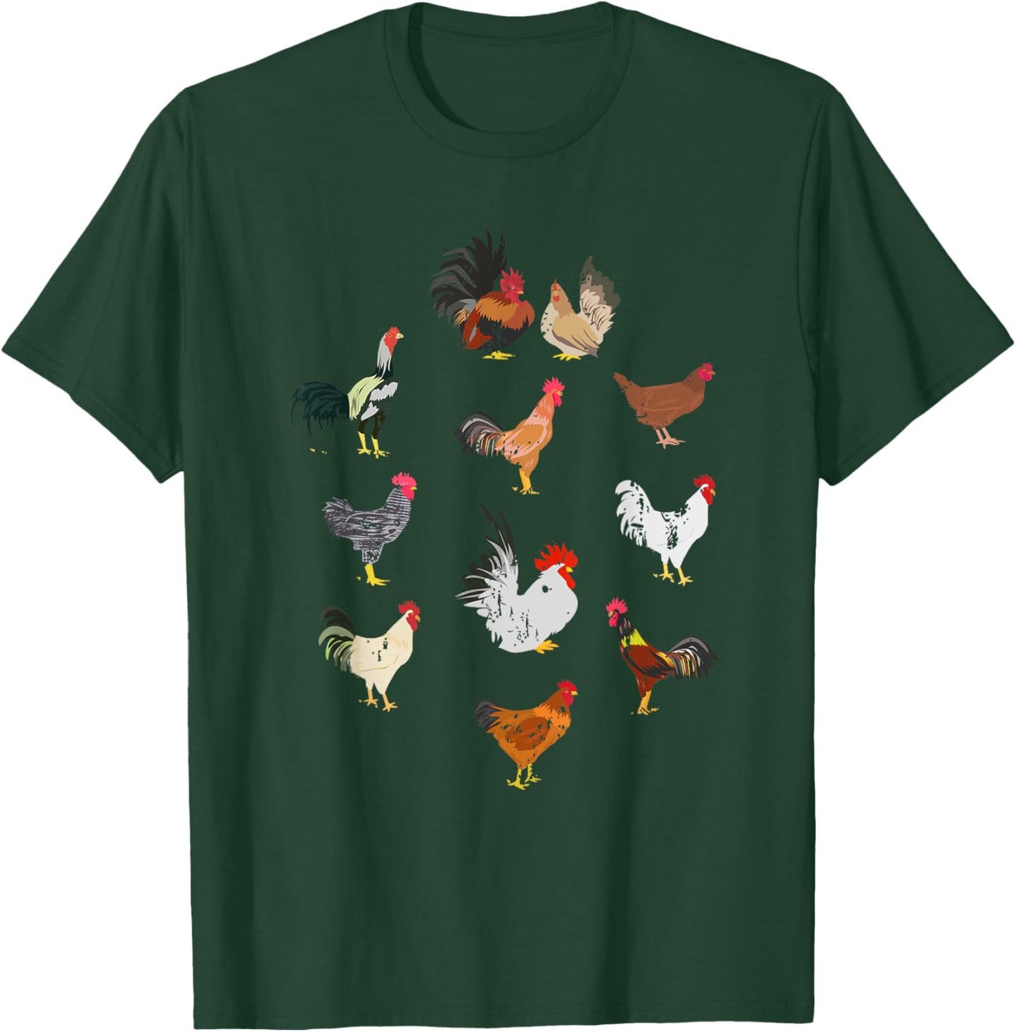 Vintage Chicken Breeds Farm Animals Day Support Farmer T-Shirt - T-Shirt | Forest