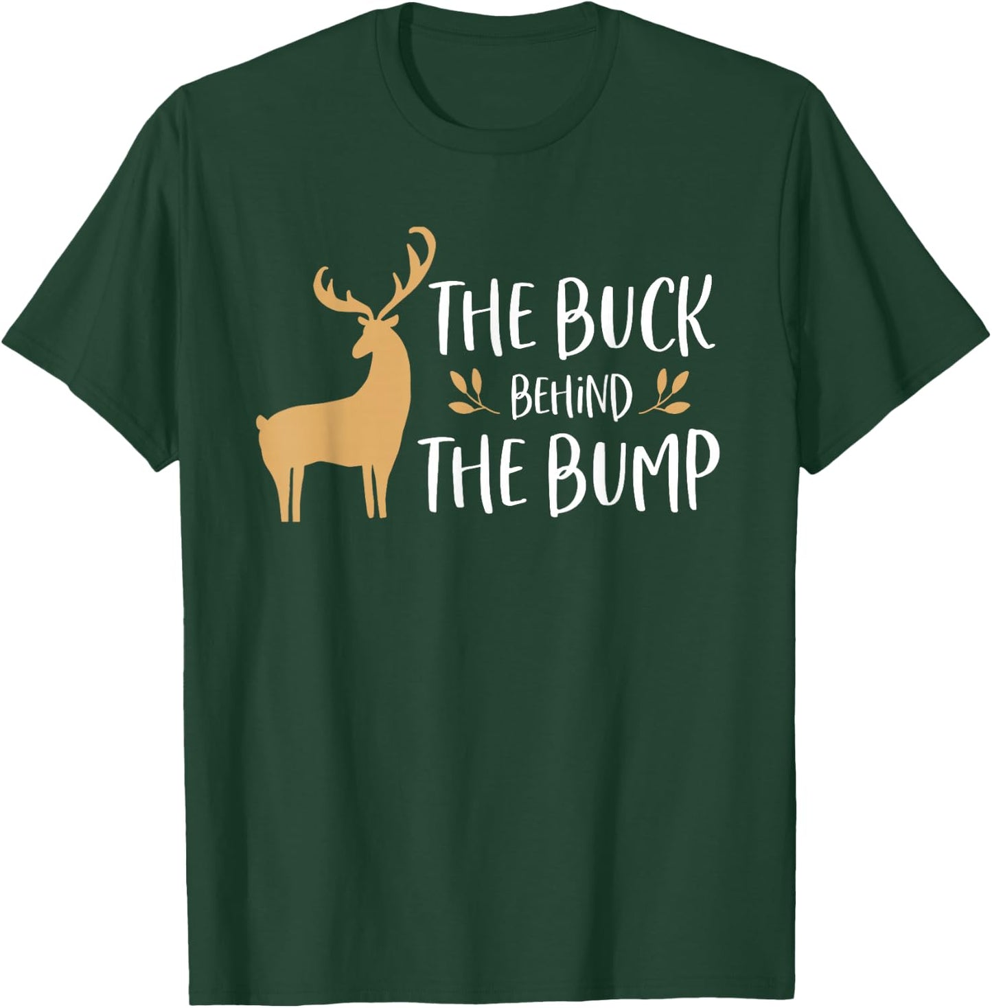 Christmas Pregnancy Announcement Shirt Men Buck Behind Bump T-Shirt - T-Shirt | Forest