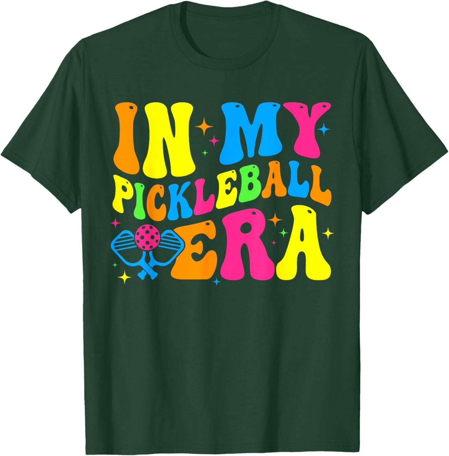 Retro Groovy In My Pickleball Era Funny Pickleball Player T-Shirt - T-Shirt | Forest