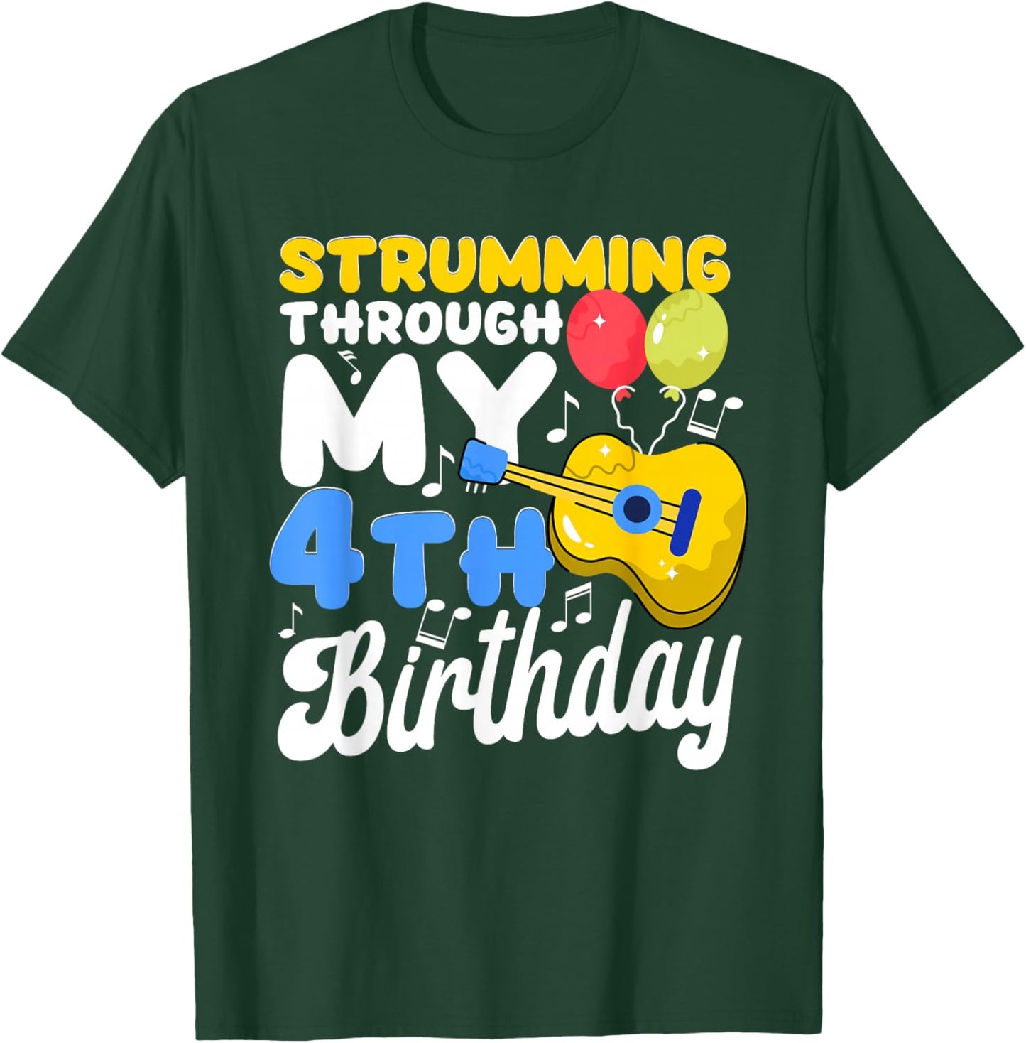 Musical Instrument Boys Girl Kids 4th Birthday Party T-Shirt - T-Shirt | Forest