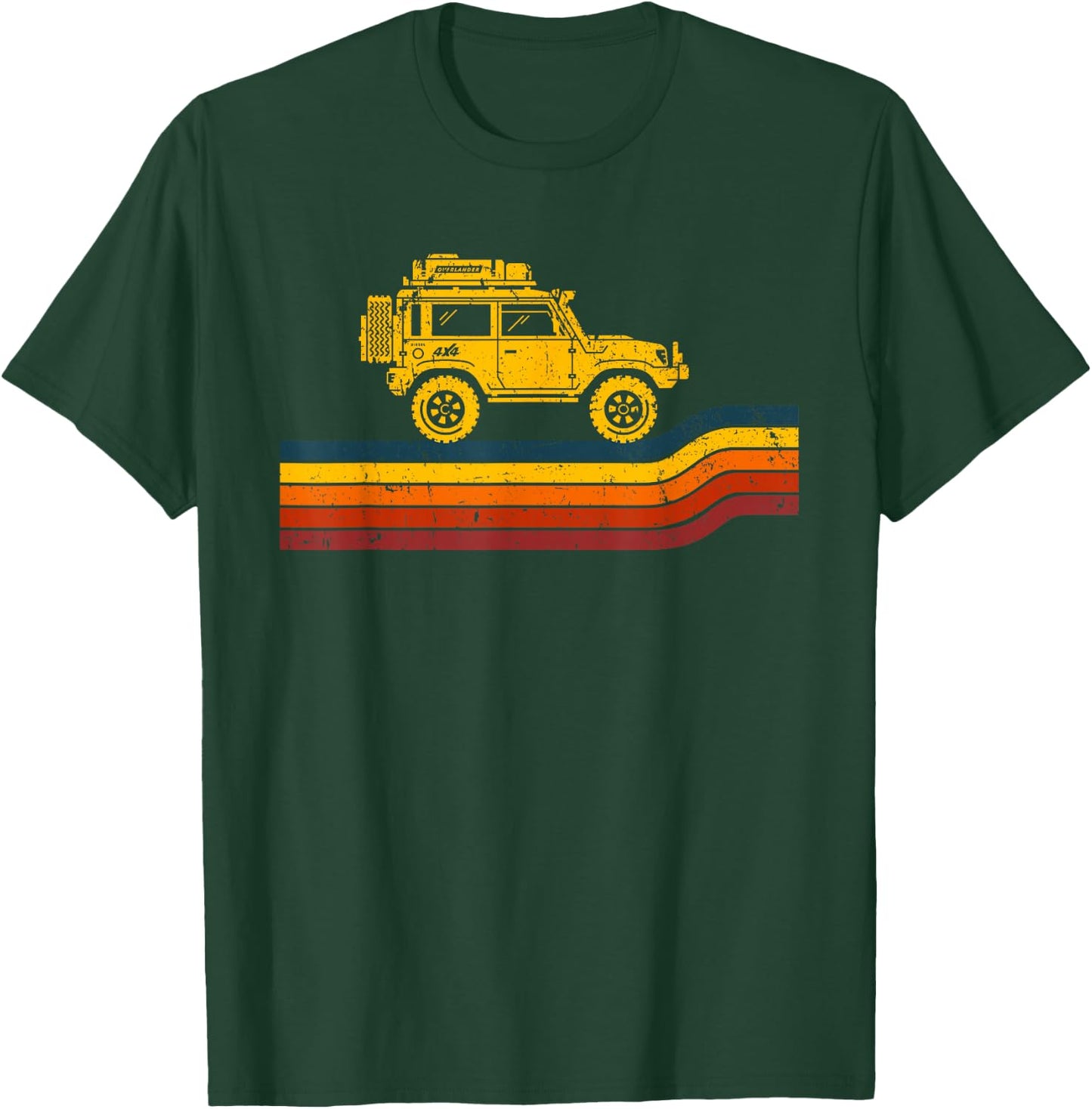 Overland Atlas Retro Rover Tracks 4x4 Offload Camping T-Shirt - T-Shirt | Forest