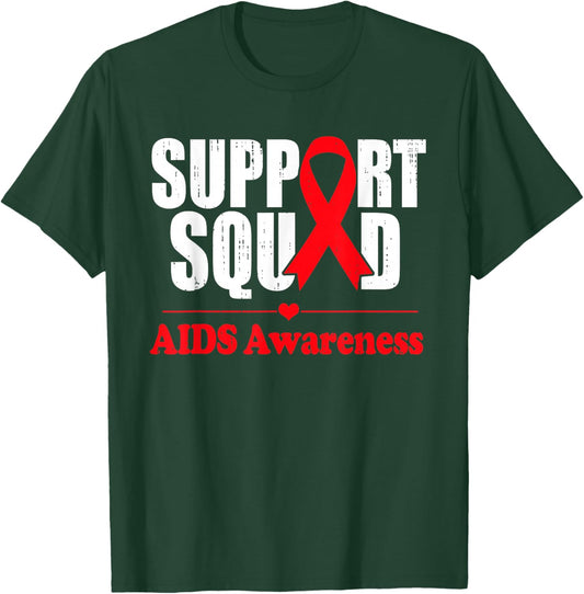 Aids Support Red Ribbon World Aids Day Hiv Aids Awareness T-Shirt - T-Shirt | Forest