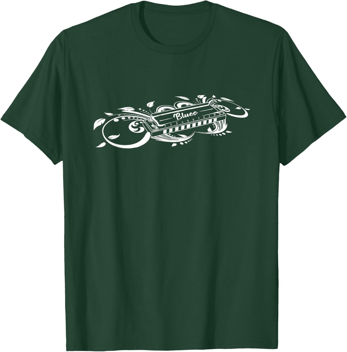 The Blues Music Player Aesthetic Mouth Organ Harmonica T-Shirt - T-Shirt | Forest